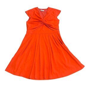 Suncoo Paris Bright Red Dress Twist Front Short Sleeve Size T3 Large Women's